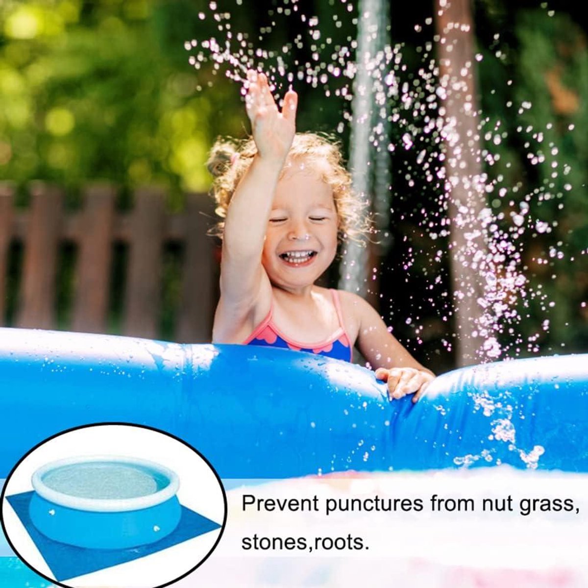 Provento - Waterdichte Zwembadonderlegger Blauw | Opvouwbaar Grondzeil | Rechthoekig | Vloerbeschermingsmat | Voor Opblaasbare Zwembaden, Bovengronds en Kinderbadjes